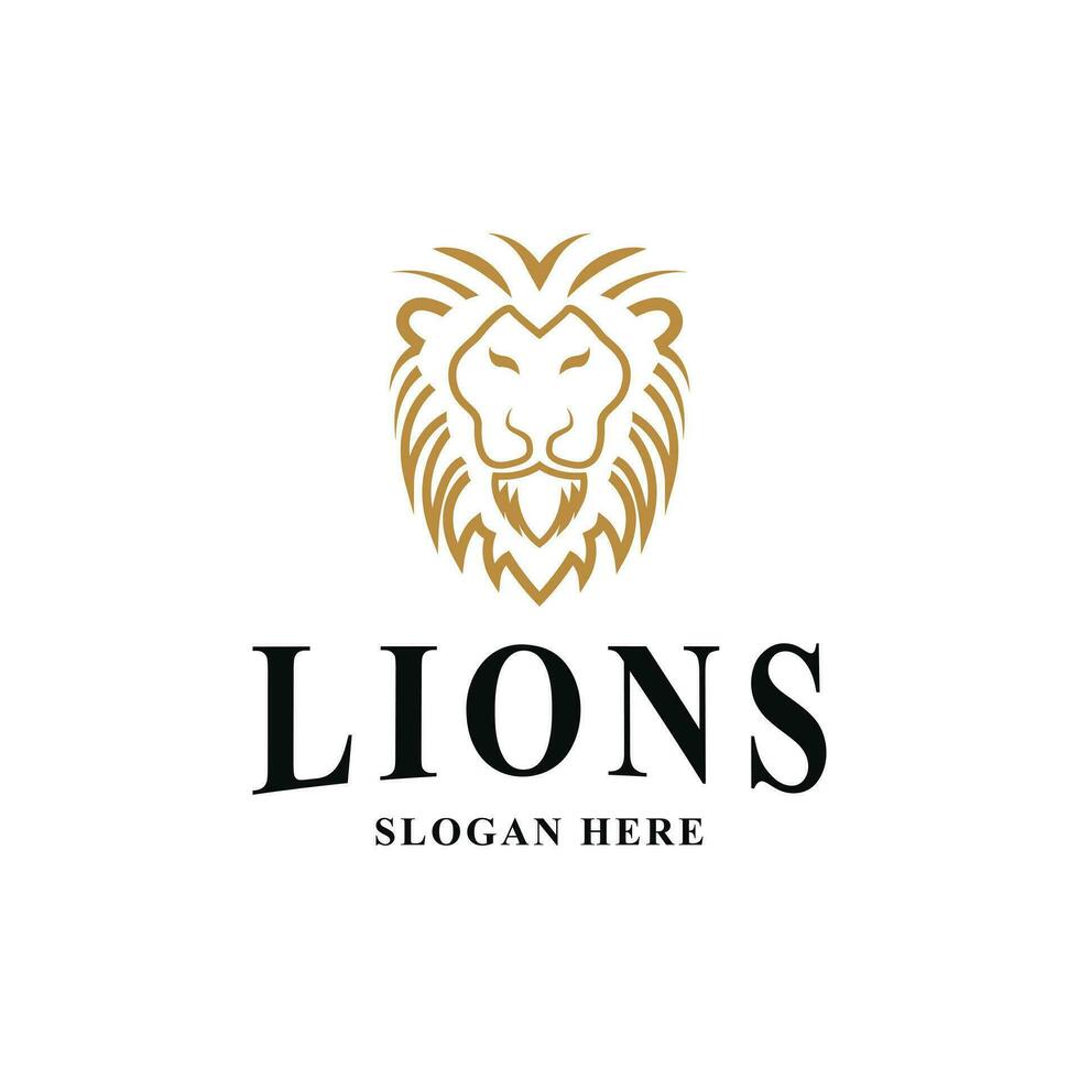 Front view of lion head logo design idea vector
