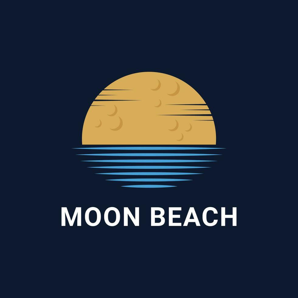 Luna playa logo concepto diseño ideas vector