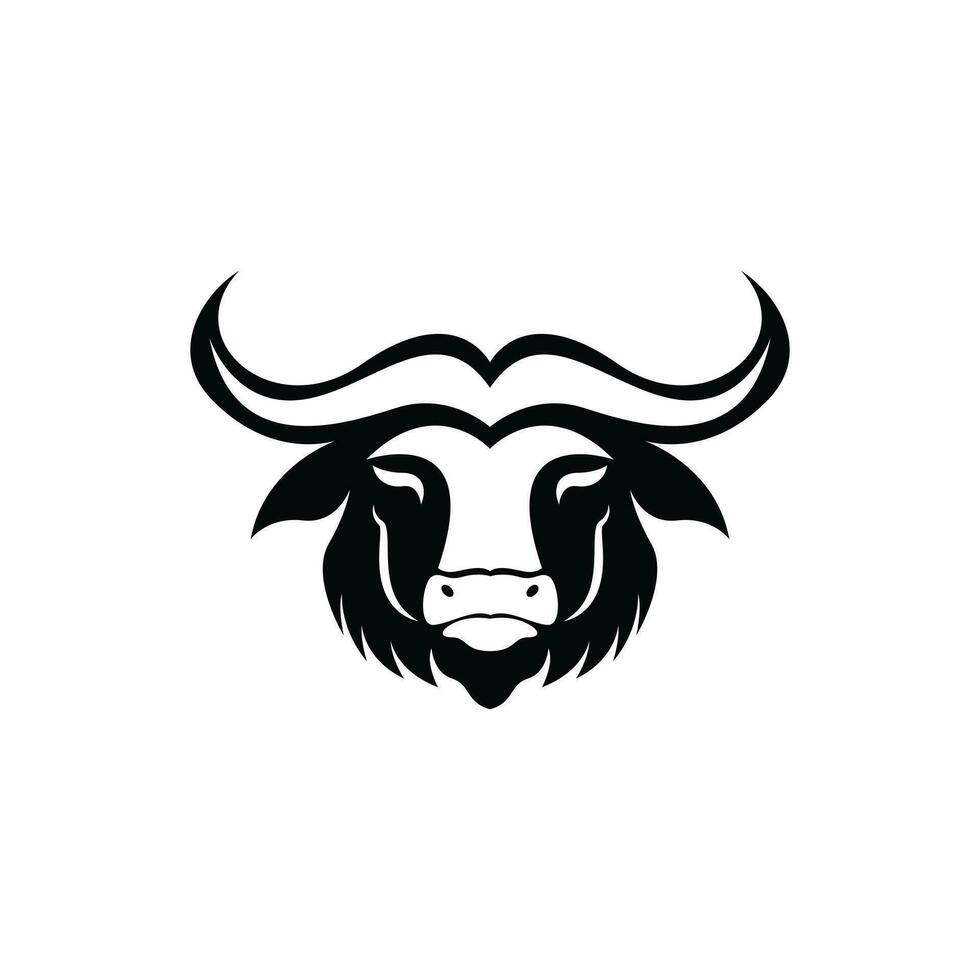 Front view buffalo logo design idea vector template