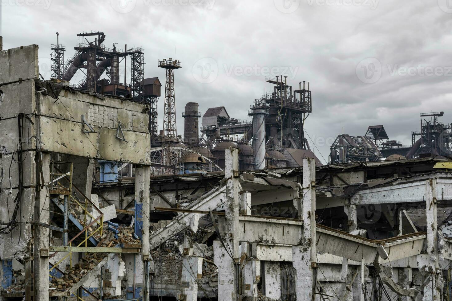 destroyed buildings of the workshop of the Azovstal plant in Mariupol Ukraine photo