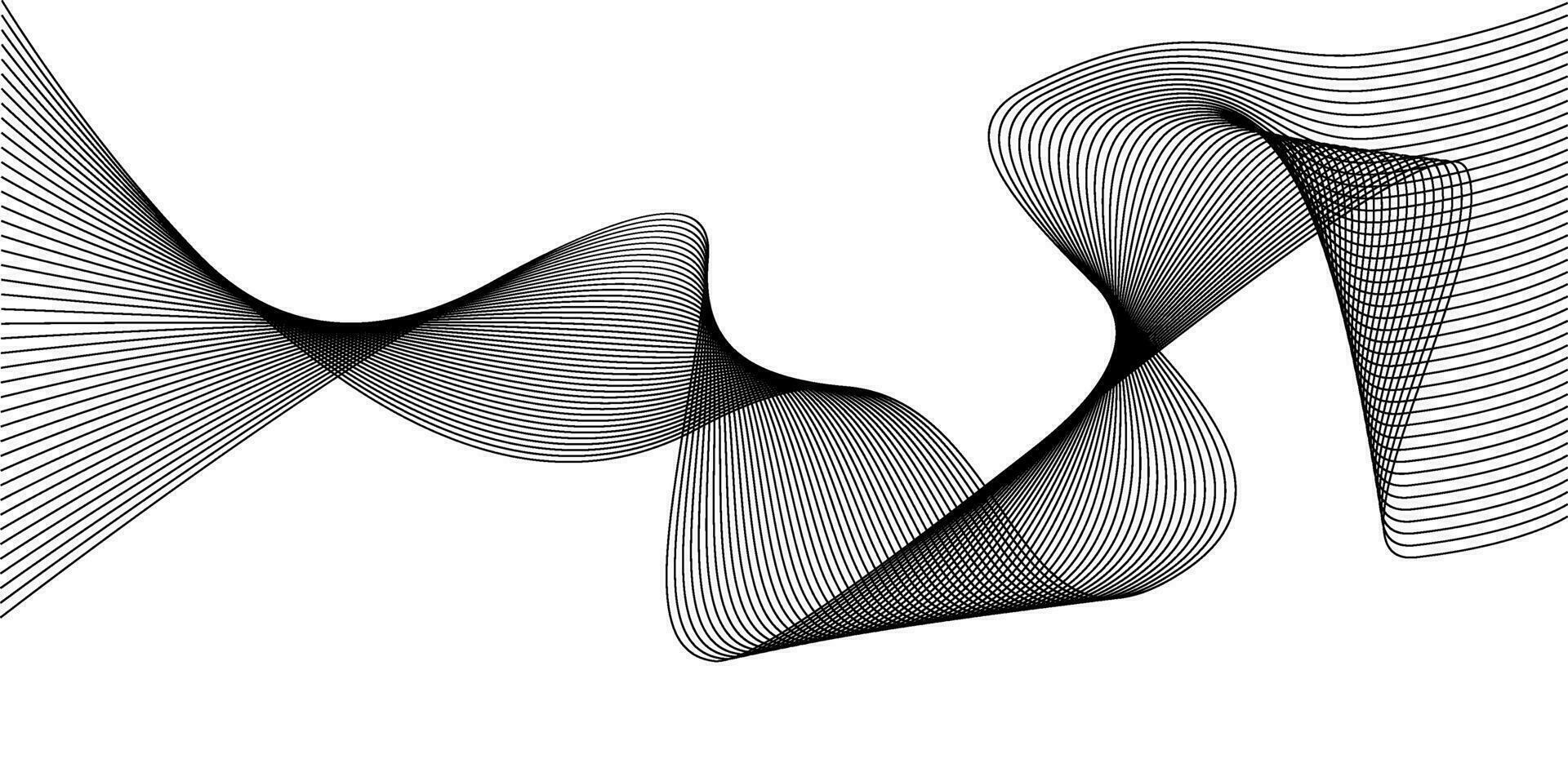 retorcido curva líneas con mezclado efectos tecnología resumen líneas en blanco antecedentes. frecuencia sonido olas vector