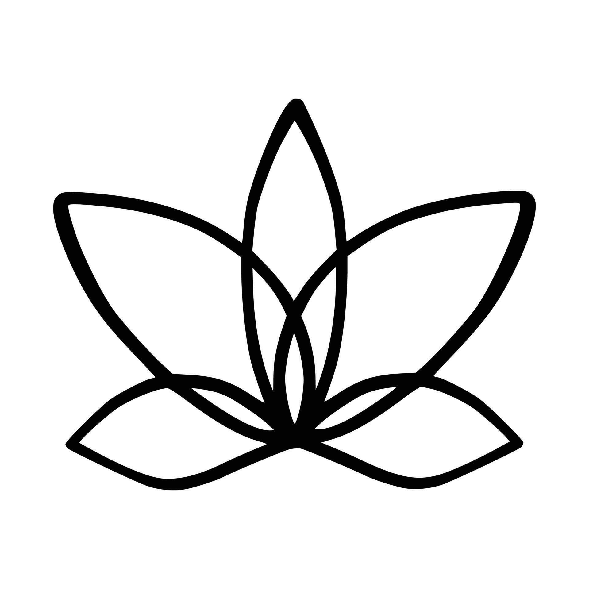 simple-lotus-flower-line-drawing-outline-isolated-in-white-background