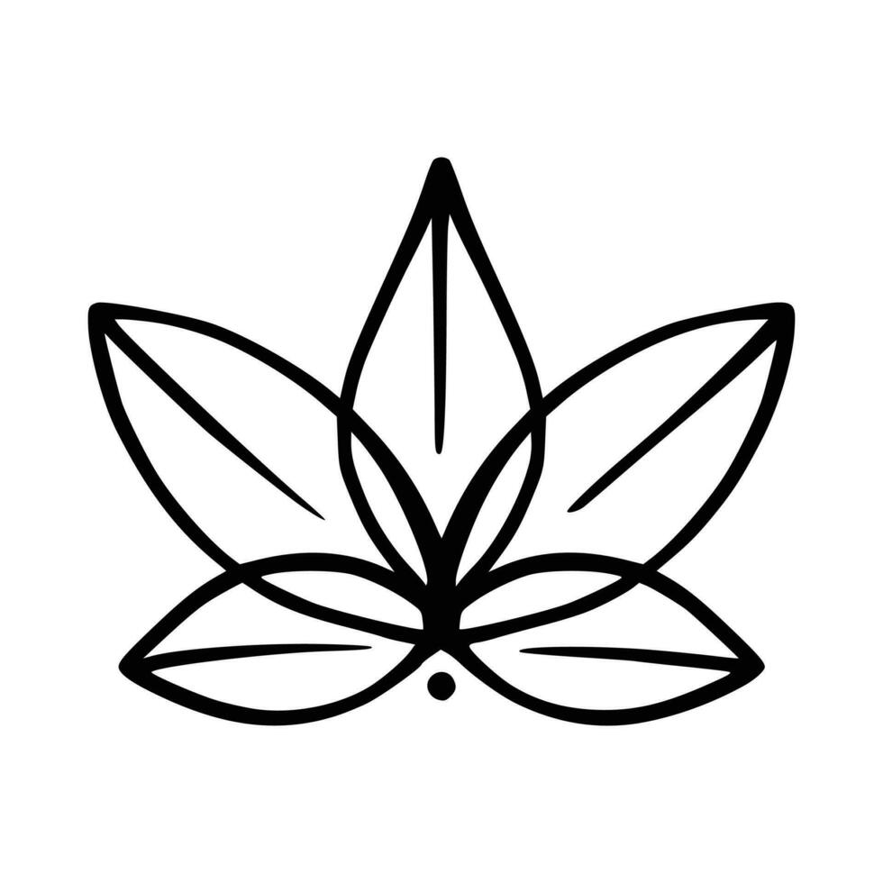 Simple lotus flower line drawing outline isolated in white background.  Lotus Blossom Symbol Icons. Vector illustration concept of Abstract Lotus flower