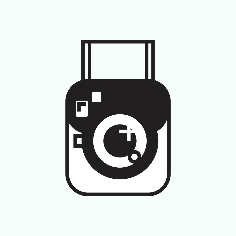 vector illustration - instant camera icon - flat silhouette style