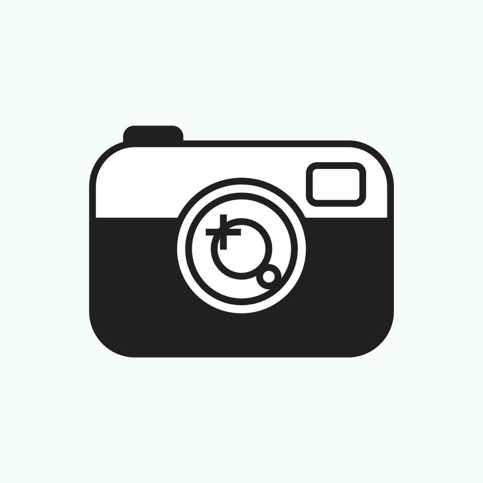 vector illustration - digital camera icon or logo - flat silhouette style