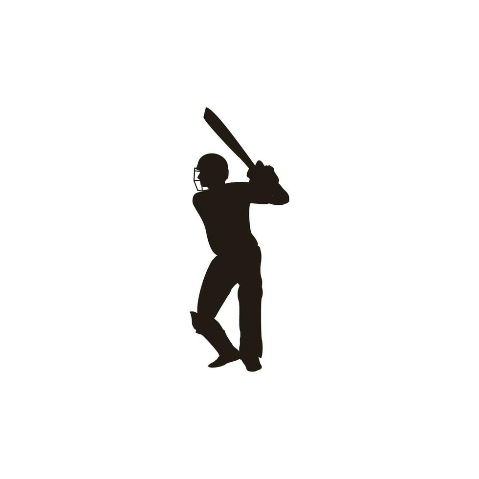 vector ilustración - Grillo atleta consiguiendo Listo a golpear el pelota en Grillo juego - deporte hombre dibujos animados consiguiendo Listo a golpear el pelota - plano silueta estilo