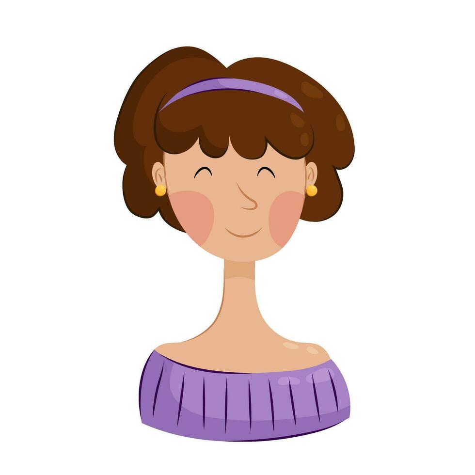 Portrait of a cute girl in flat style for your design. Housewife, woman vector