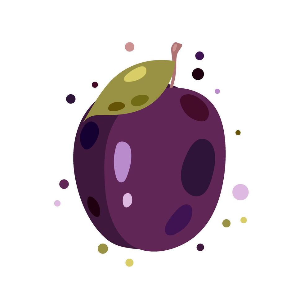 Vector illustration of plum in flat style. Ripe plum on a white background.