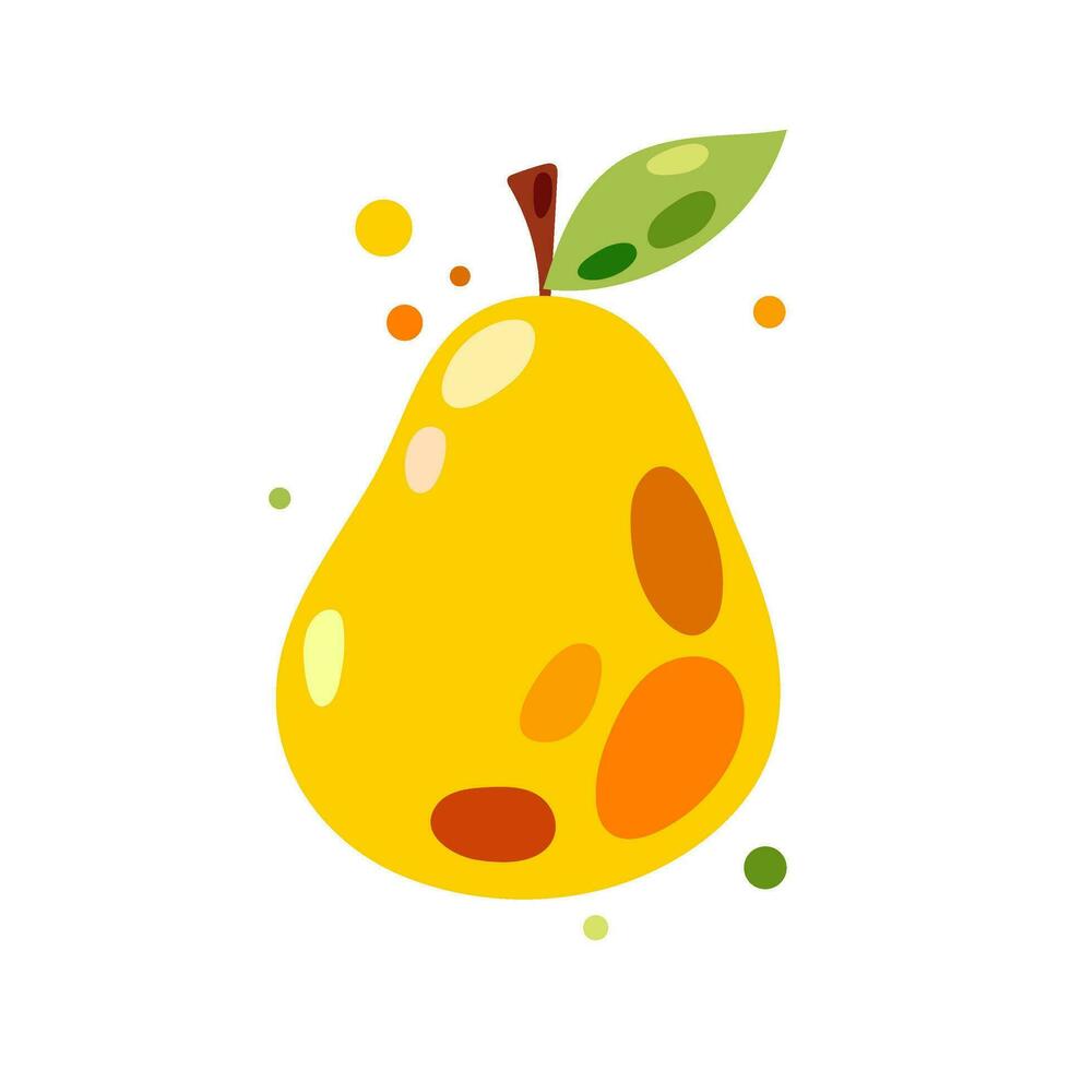 Vector illustration of a pear in flat style. Yellow ripe pear on a white background.