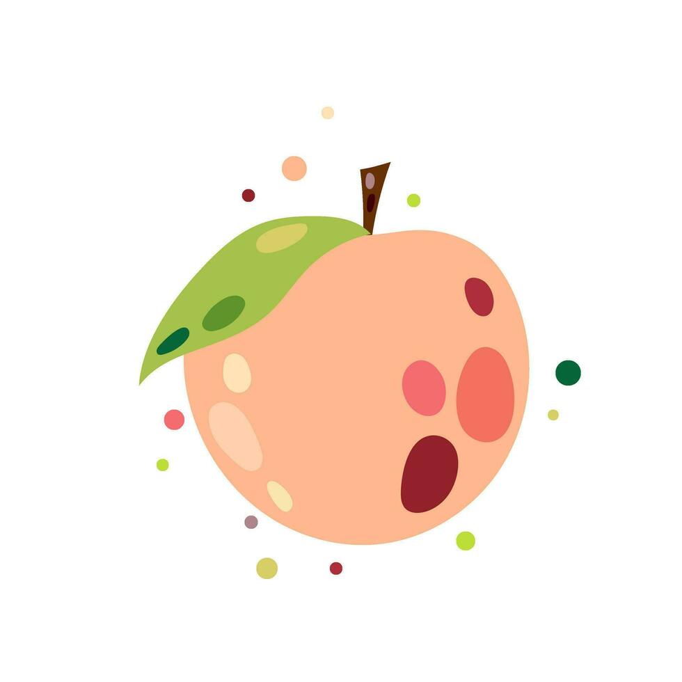 Vector illustration of peach in flat style. Ripe peach on a white background.