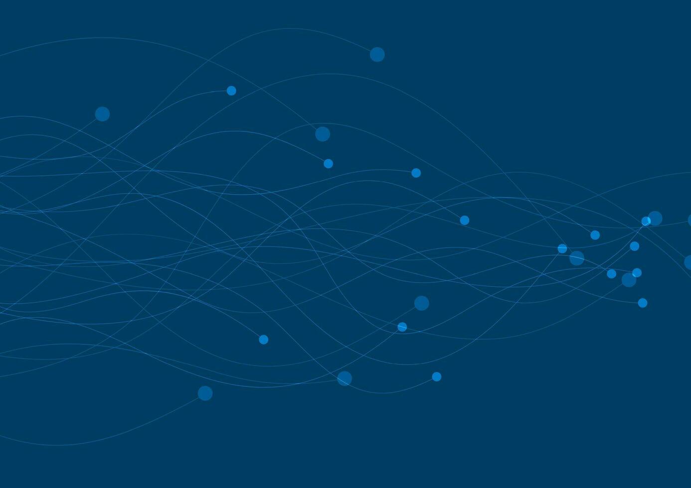 Blue wavy lines circuit board connection background vector