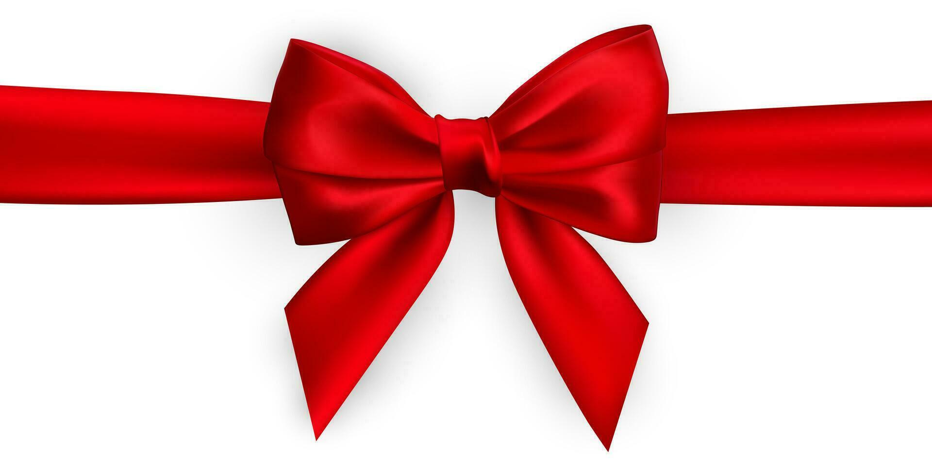 realista rojo arco y cinta. elemento para decoración regalos, saludos, vacaciones. vector ilustración