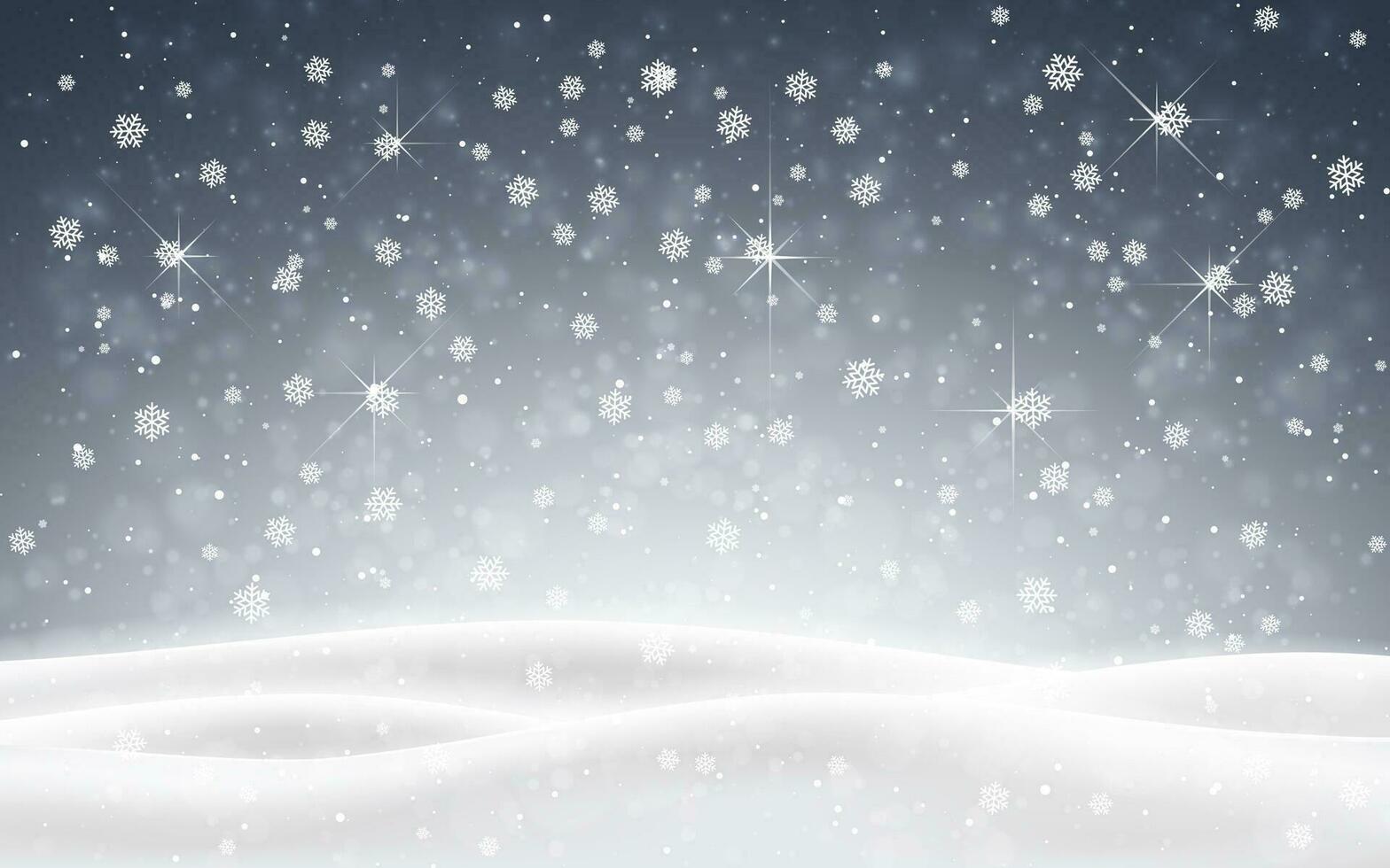 Christmas background of falling snow. Winter night. Xmas card design vector illustration