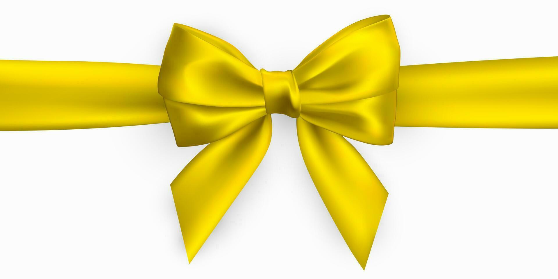 Realistic golden, yellow bow. Element for decoration gifts, greetings, holidays. Vector illustration