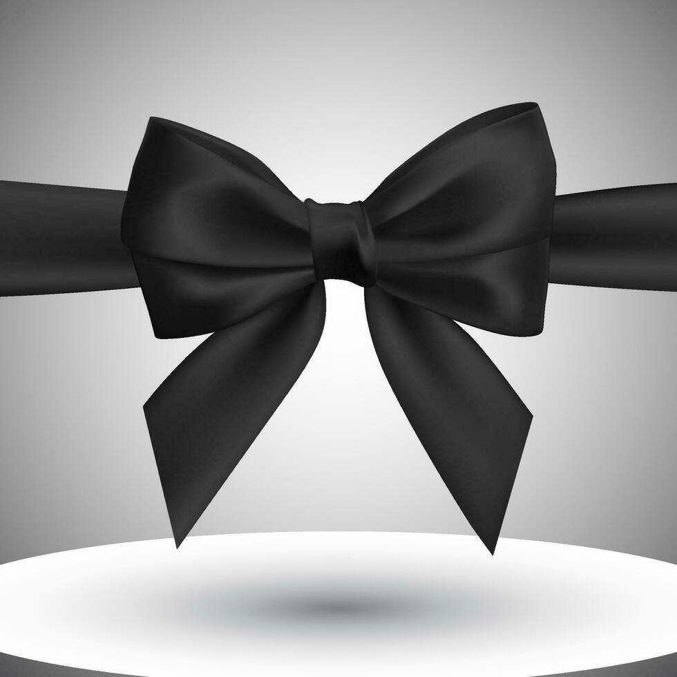 Realistic black bow. Element for decoration gifts, greetings, holidays. Vector illustration