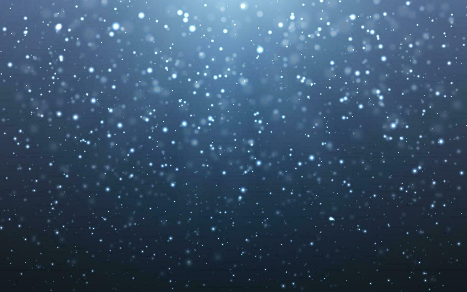 Christmas snow. Falling snowflakes on blue background. Snowfall. Vector illustration