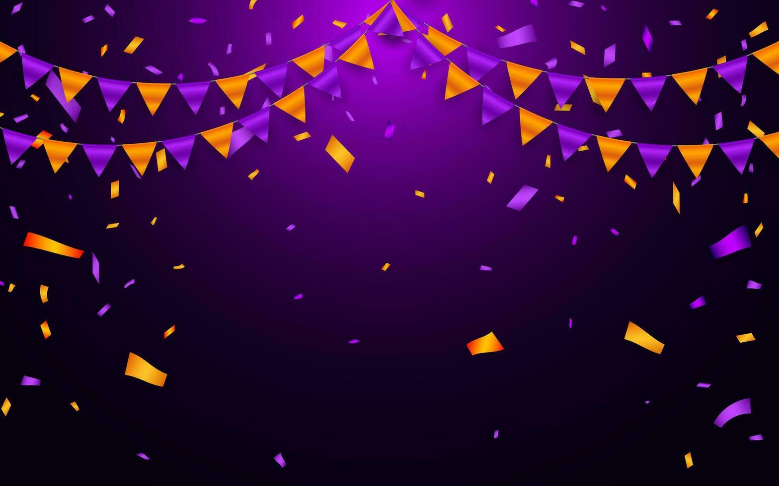 Garland flag and confetti in party and enjoyment concept. Celebration background template. Vector illustration