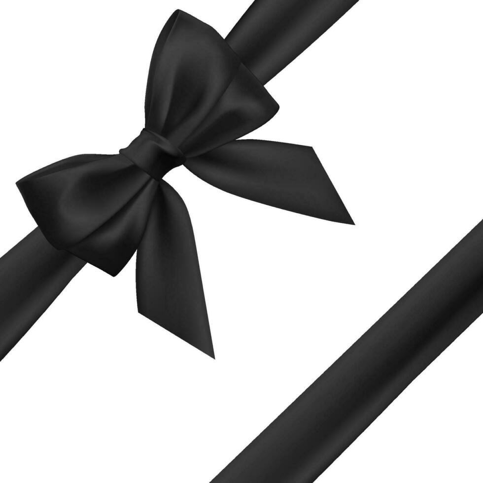 Realistic black bow. Element for decoration gifts, greetings, holidays. Vector illustration