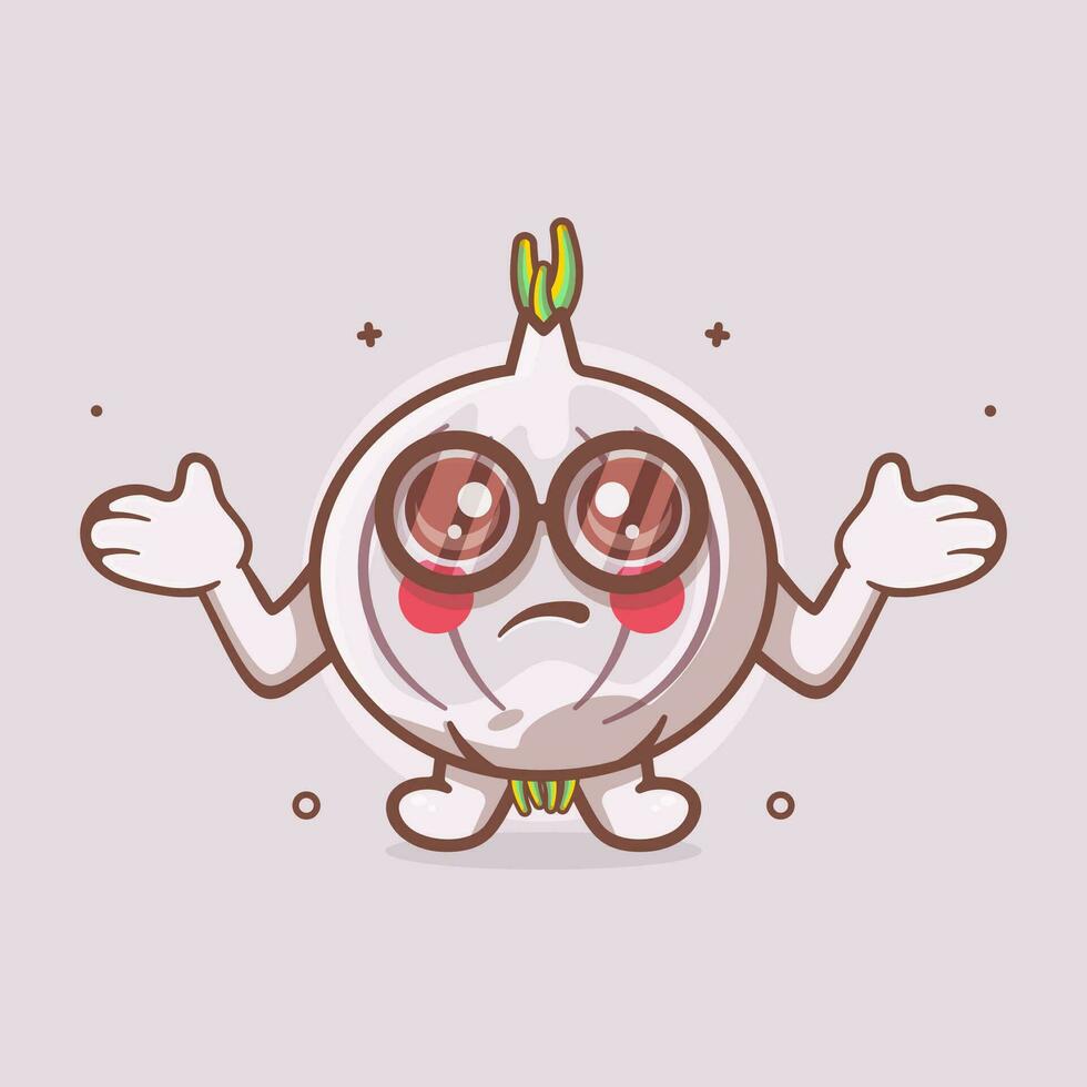 worry garlic character mascot with confused gesture isolated cartoon in flat style design vector