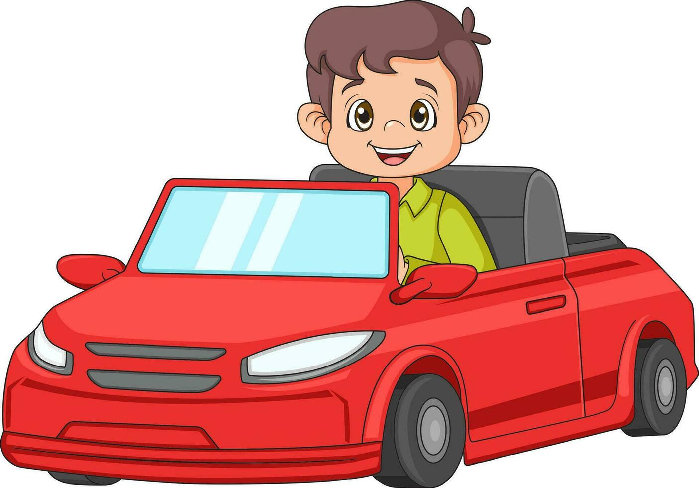 Young boy driving super car vector