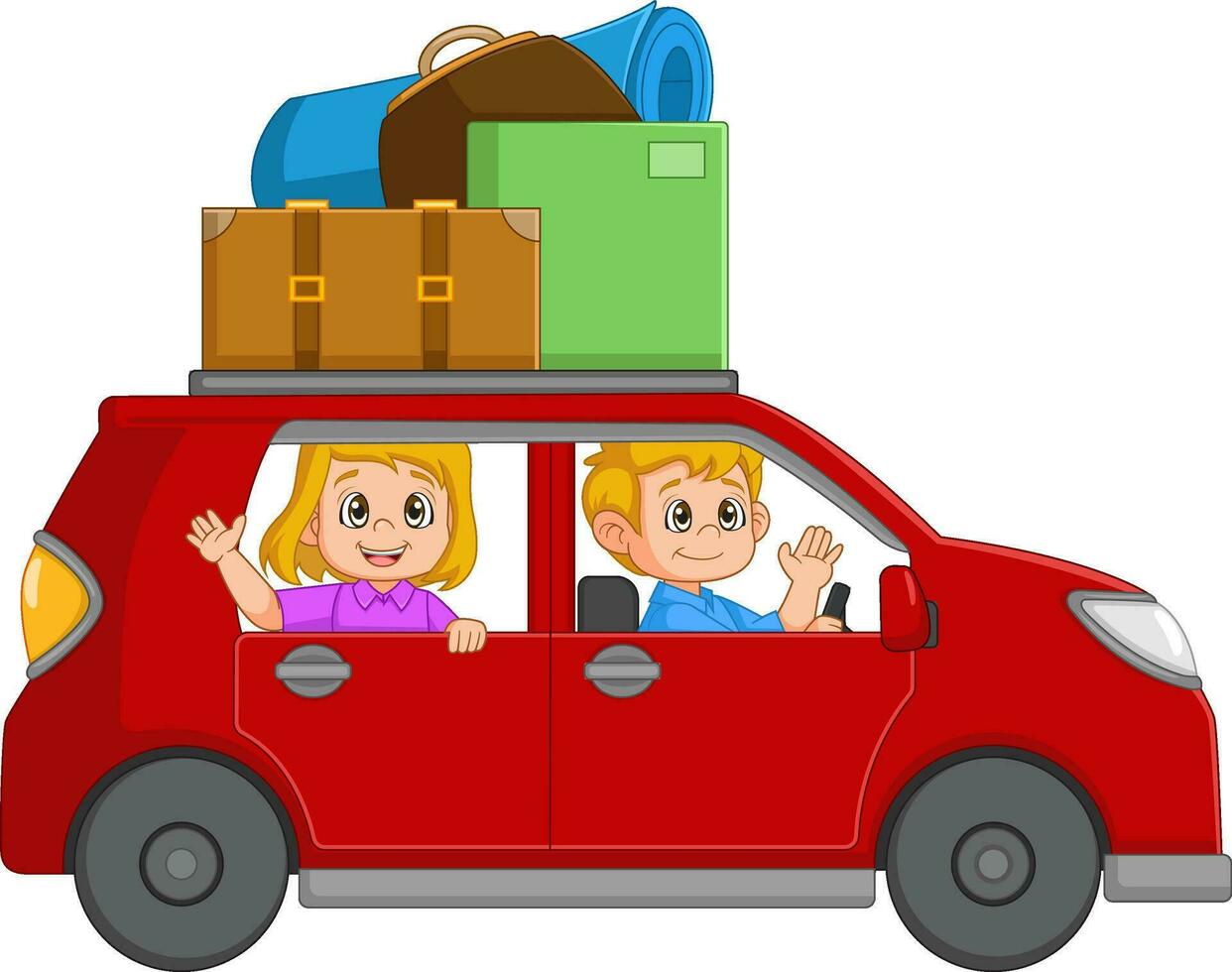 Happy Family traveling with car vector