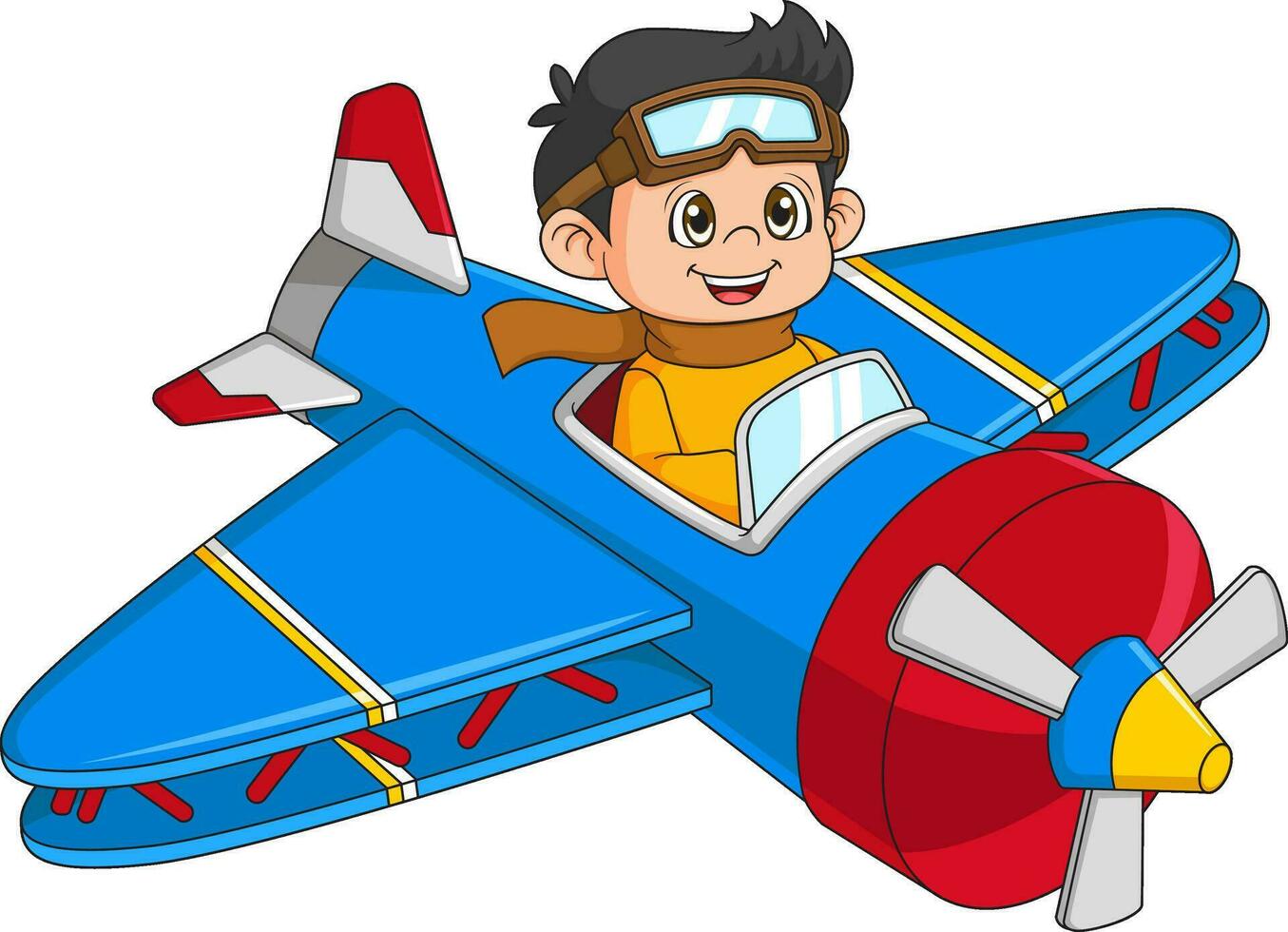 Little Boy Operating a Plane vector