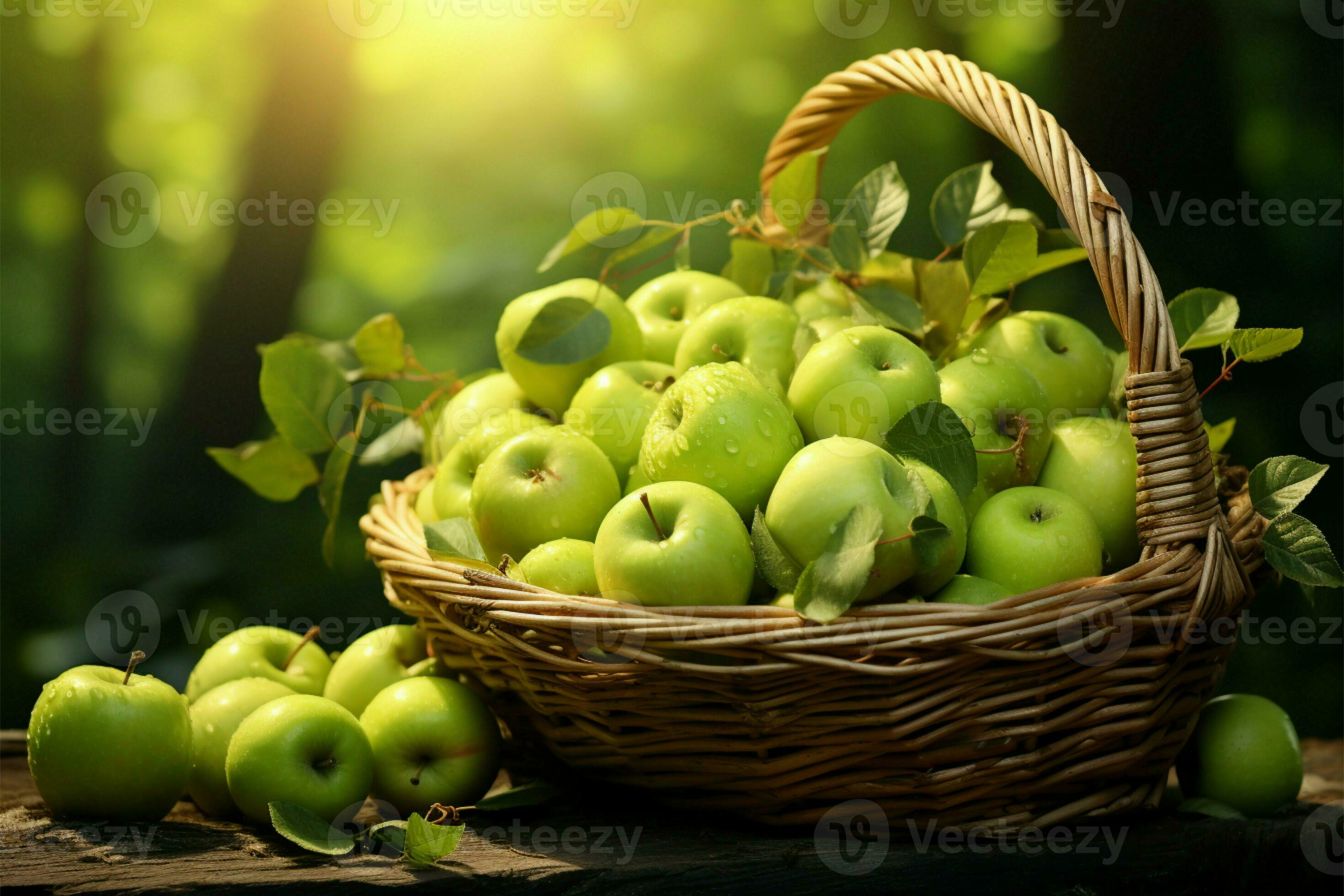 AI generated Verdant delight a basket showcases a plentiful harvest of ...