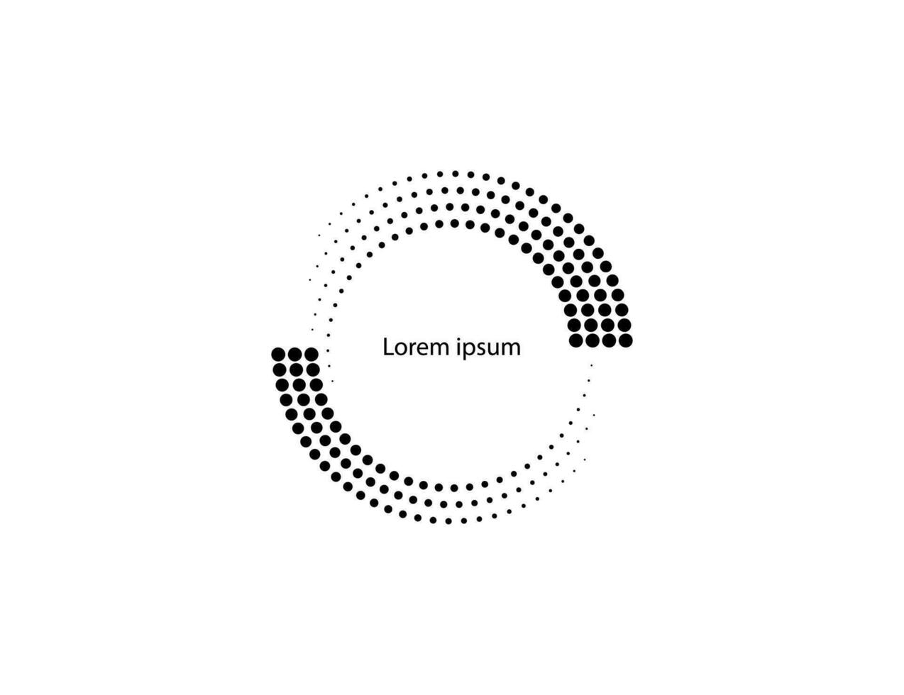 trama de semitonos puntos en circulo forma, logo. vector ilustración.