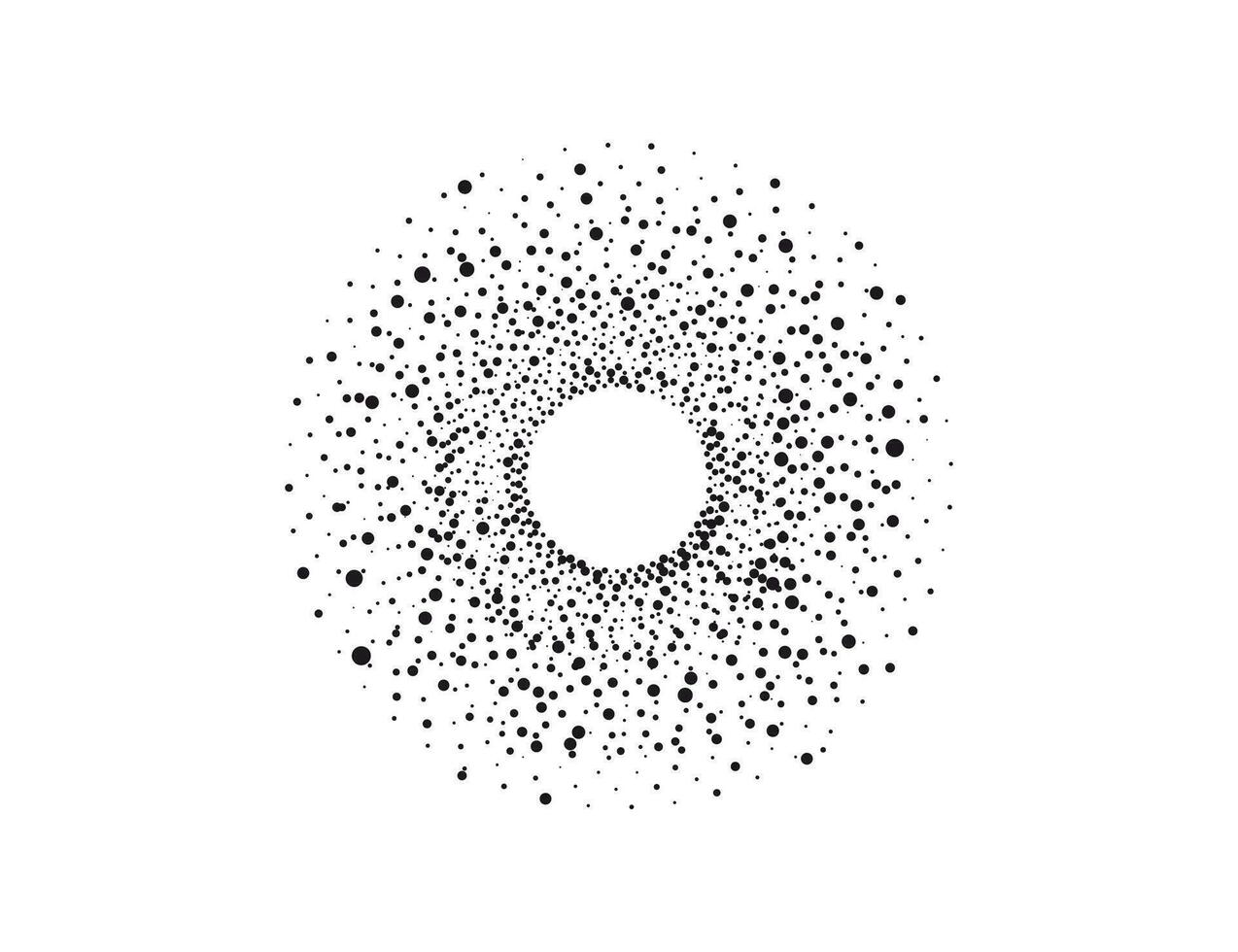 Halftone dots in circle form, logo. Vector illustration.