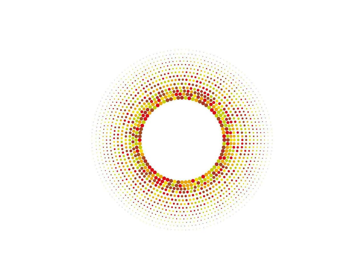 Halftone color dots in circle form, logo. Vector illustration.