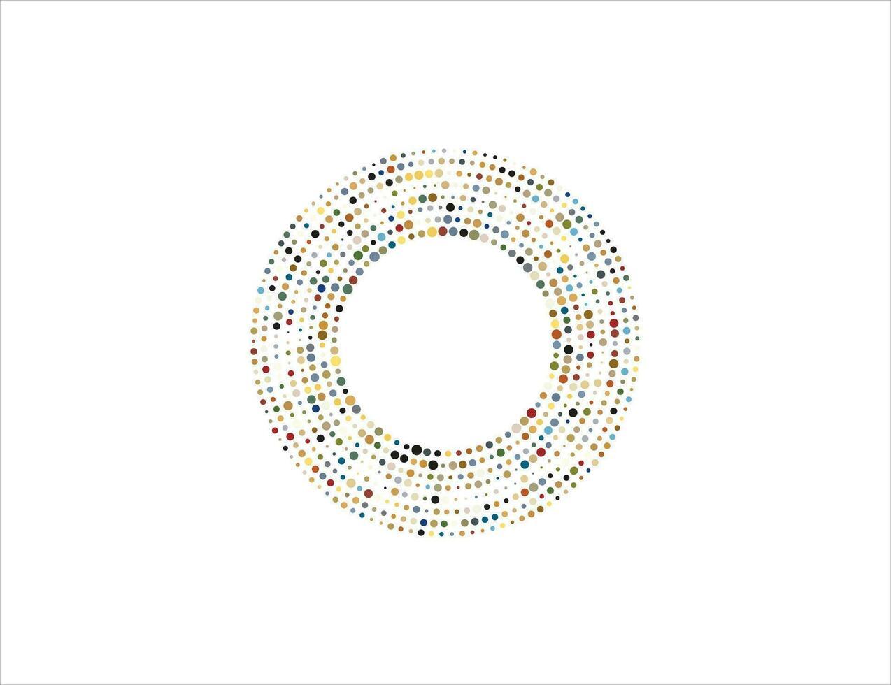 Halftone color dots in circle form, logo. Vector illustration.