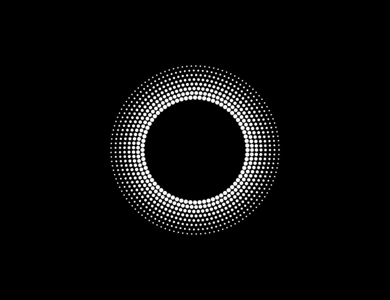 Halftone dots in circle form, logo. Vector illustration.