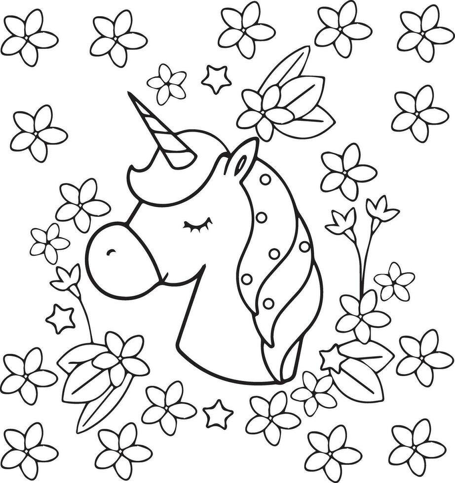 unicornio colorante paginas imágenes vector