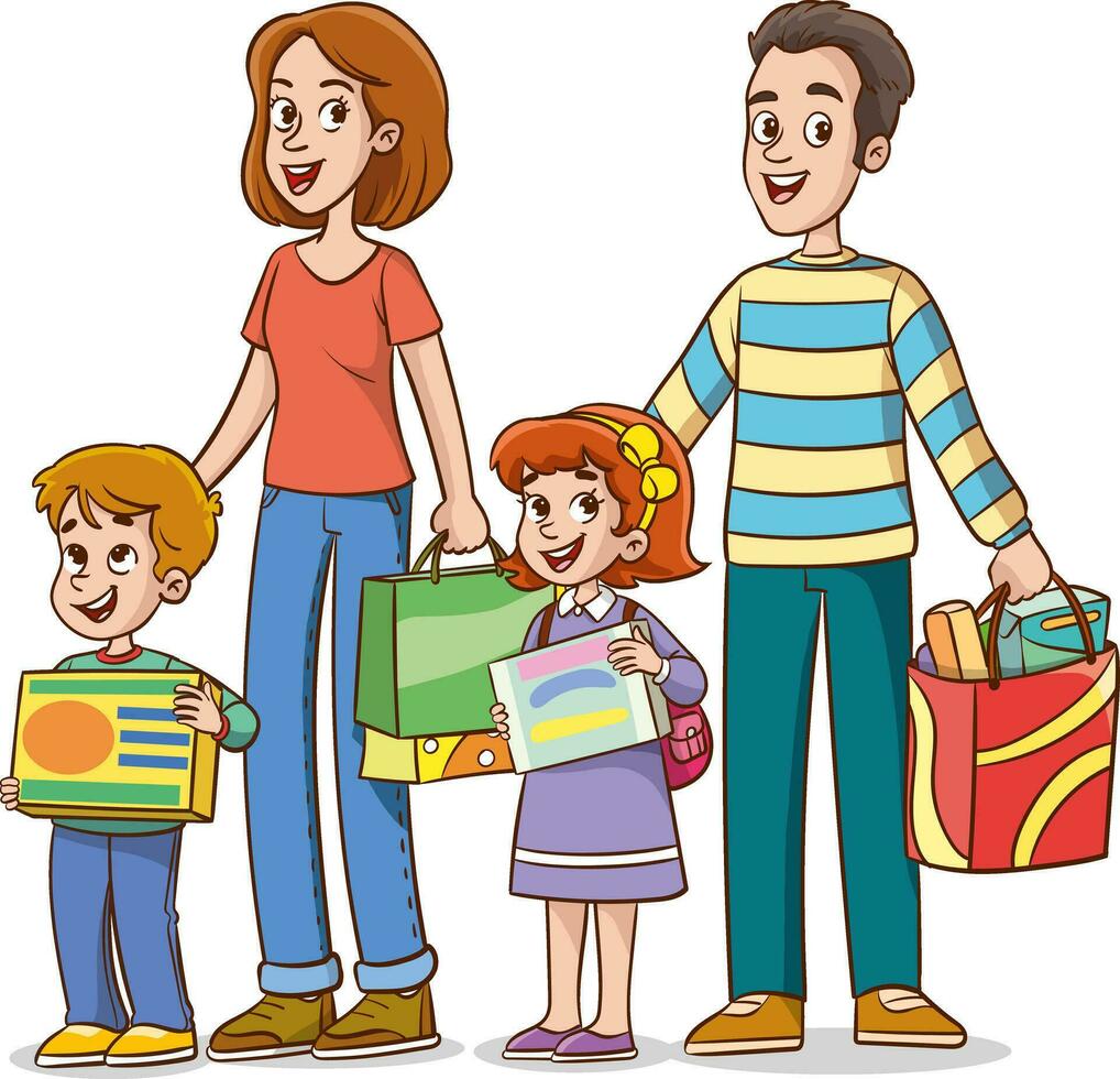 vector illustration of family shopping.