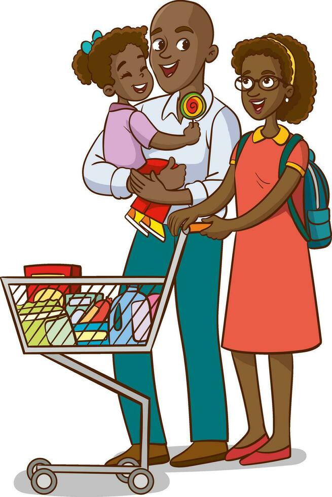 vector illustration of family shopping.