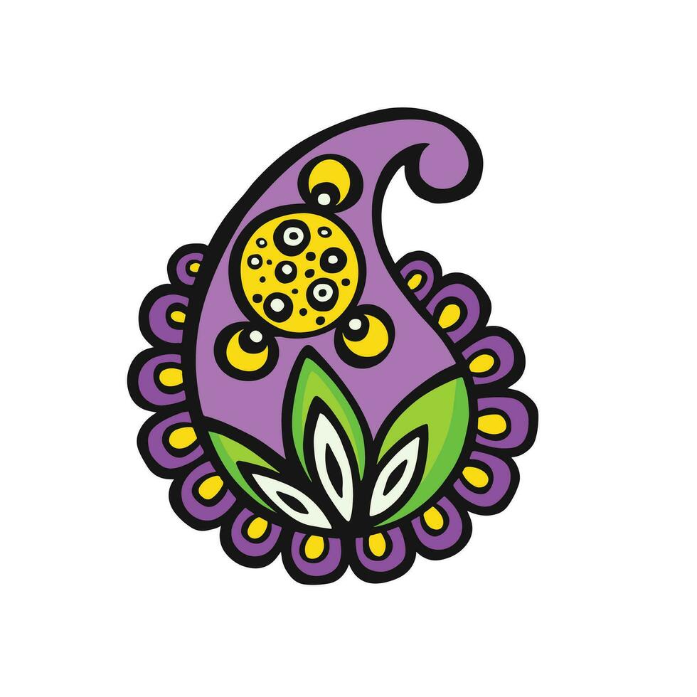 ethnically stylized purple paisley, vector