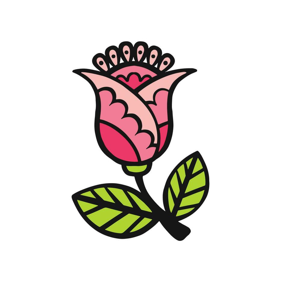 étnicamente estilizado rosado tulipán flor, vector