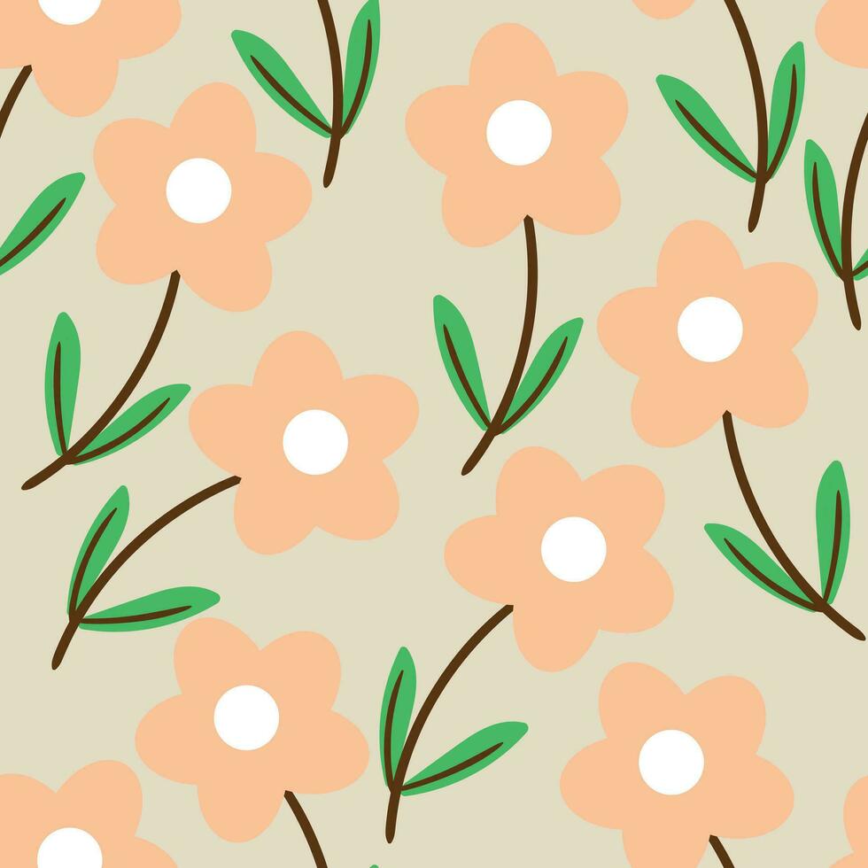 Peach colored floral seamless pattern. cute floral wallpaper for textiles, gift wrapping paper, scarves, clothes vector