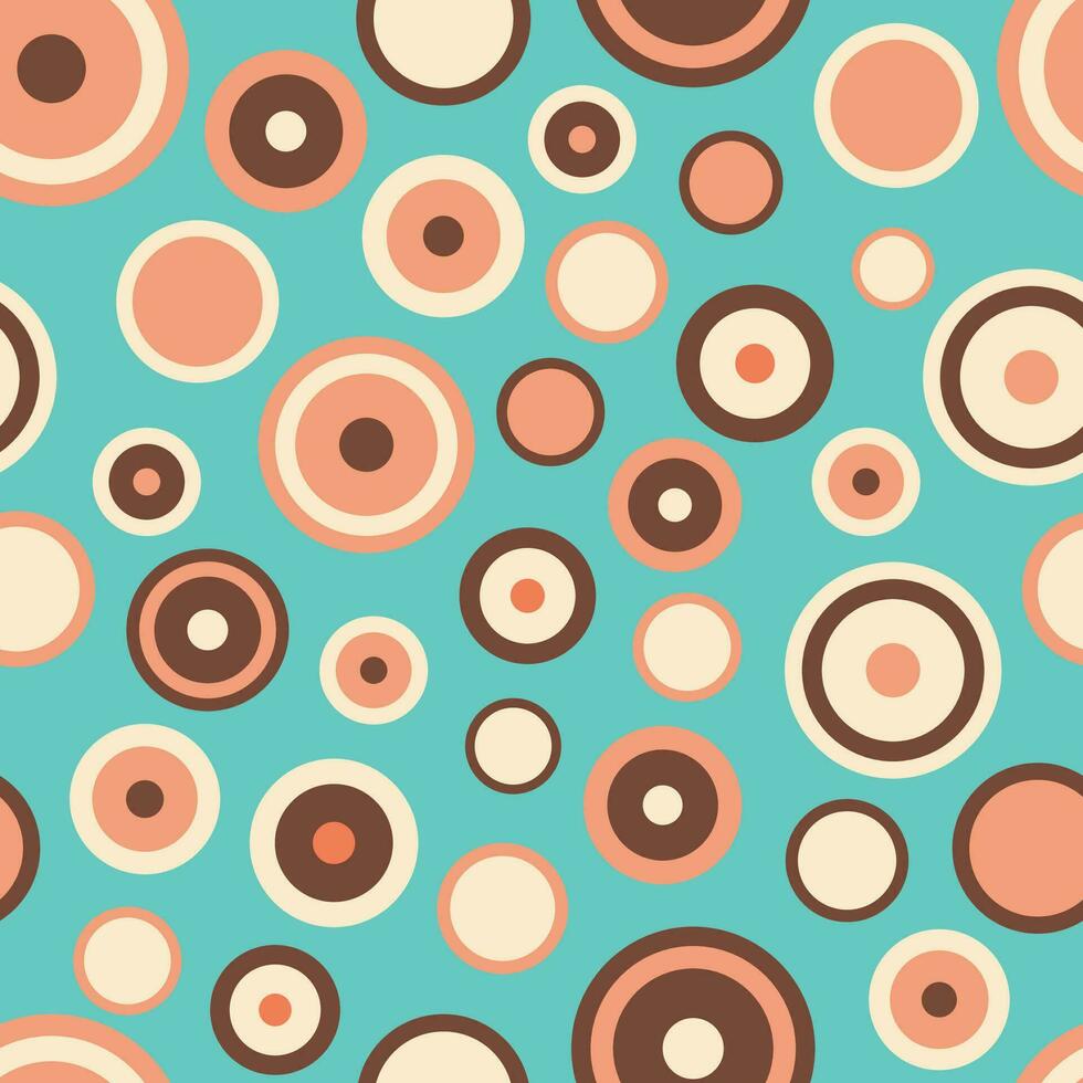 70s mid century geometric retro circles patttern wallpaper background vector