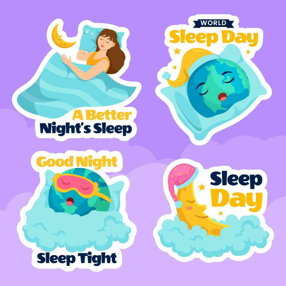 Sleep Day Label Flat Cartoon Hand Drawn Templates Background Illustration vector