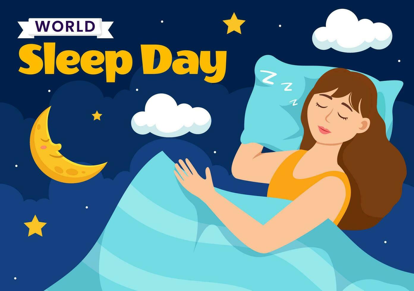 Sleep Day Social Media Background Flat Cartoon Hand Drawn Templates Illustration vector