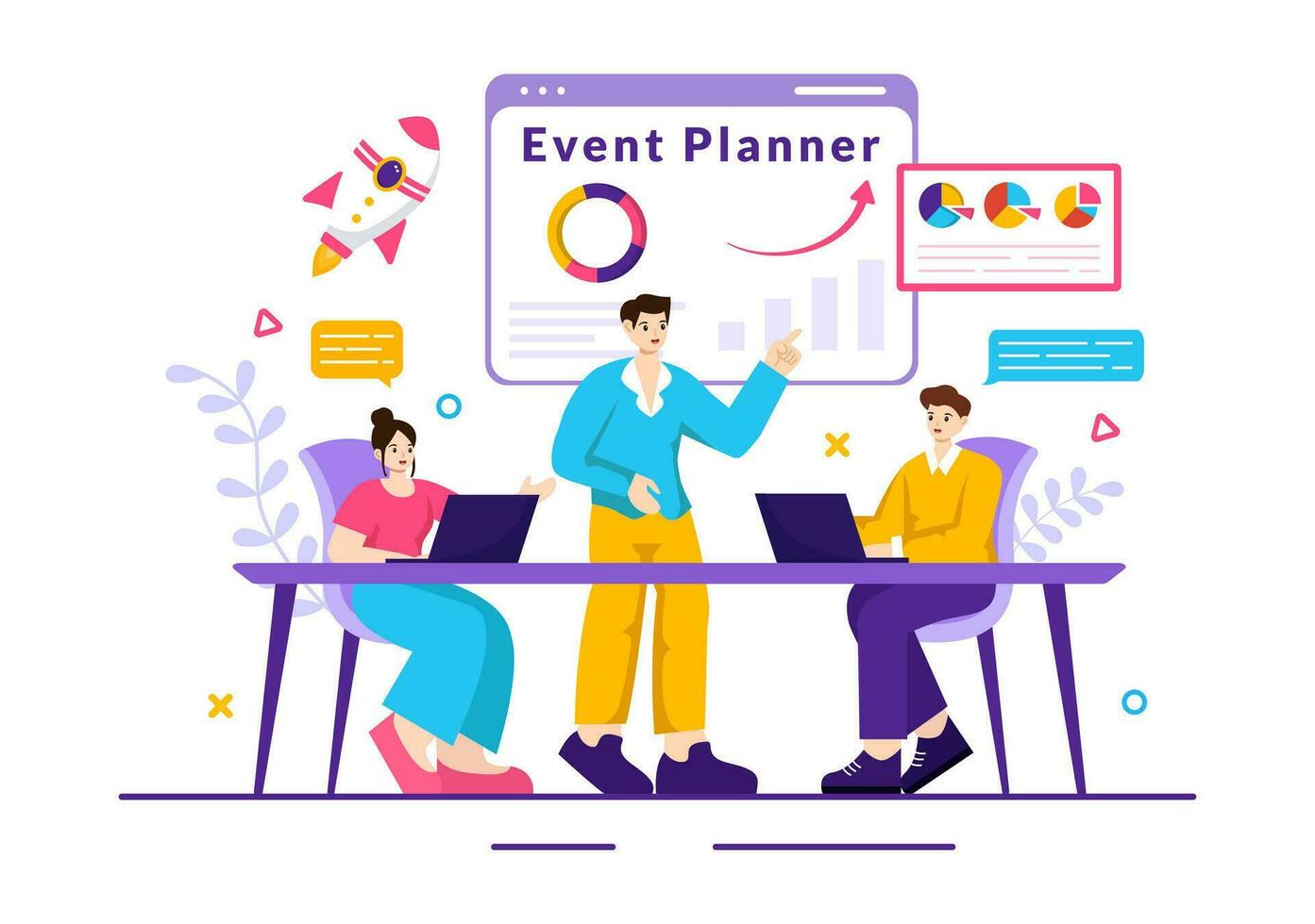 Event Planner Vector Illustration with Planning Schedule, Time Management, Business Agenda and Calendar Concept in Flat Cartoon Background