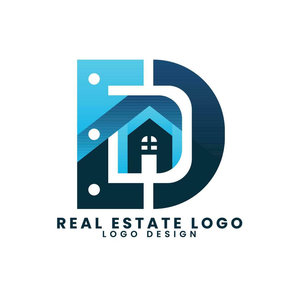 Initial letter d concept real estate concept home house building logo design vector template