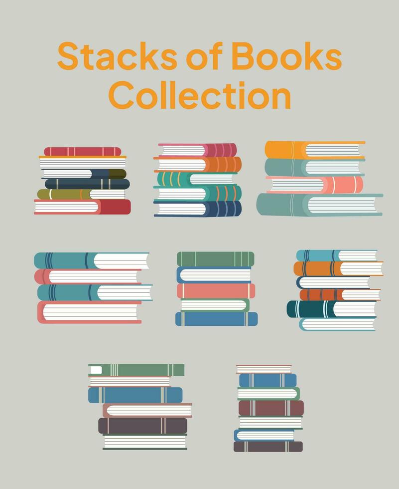Set of stack of the books illustration vector