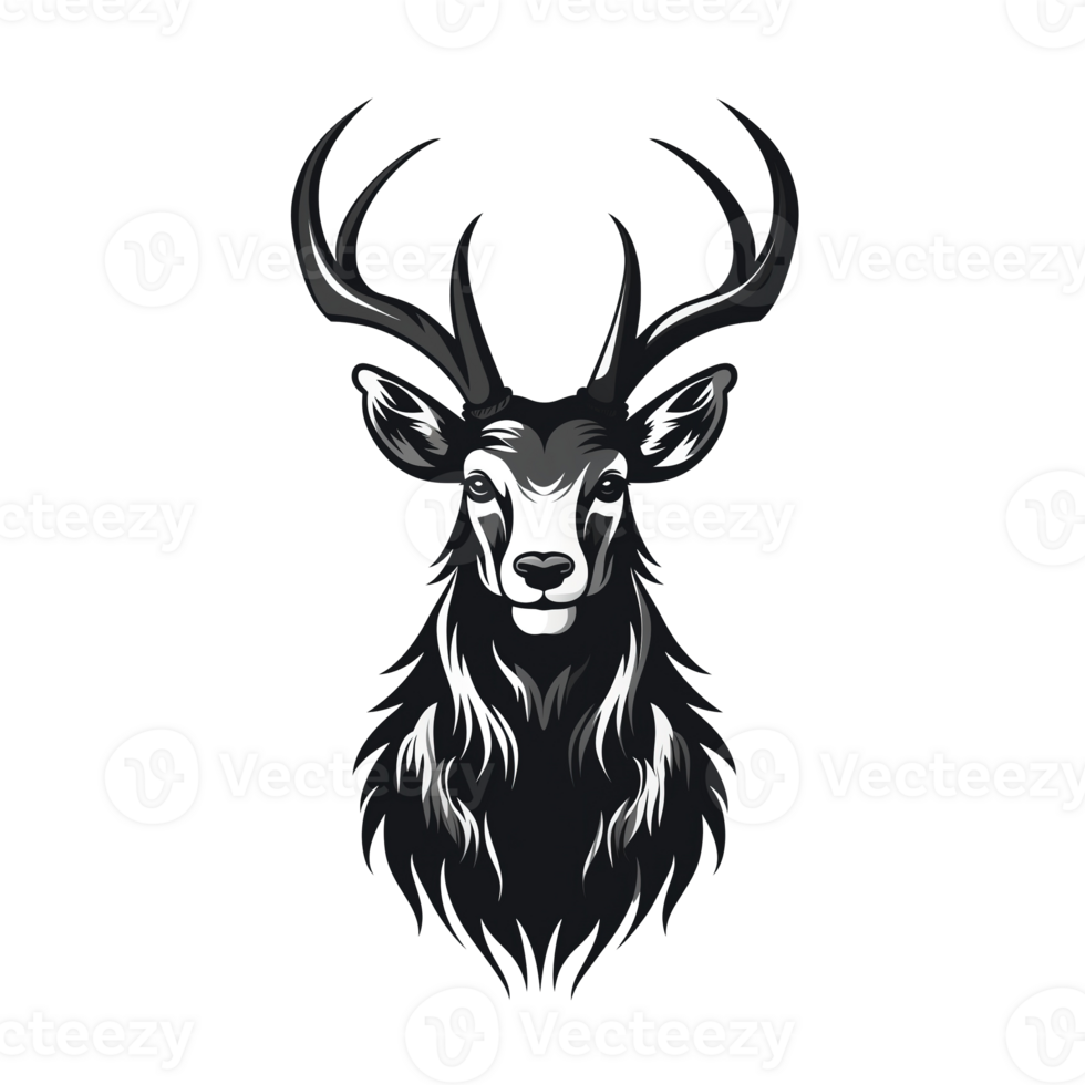 AI generated deer head illustration isolated on white background for t-shirt design png