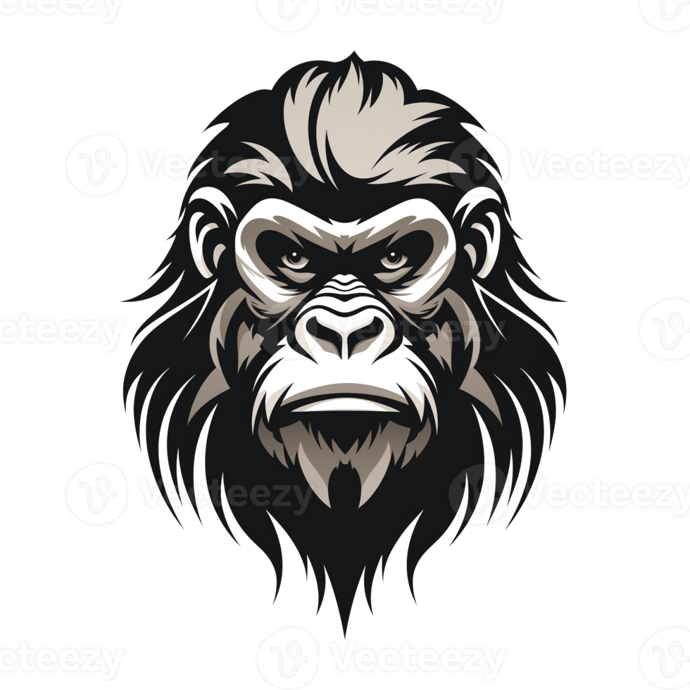 AI generated Gorilla head isolated on a transparent background png
