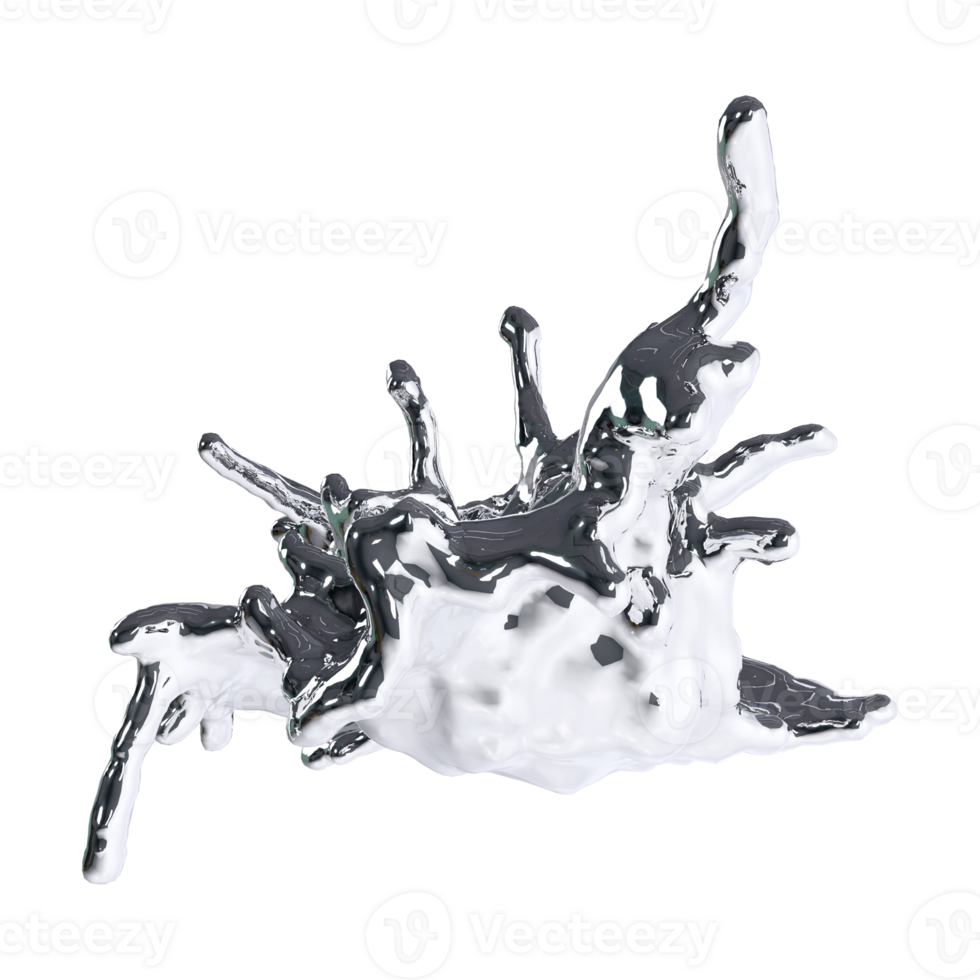 futuristic chrome liquid Abstract metallic shape 3d render png
