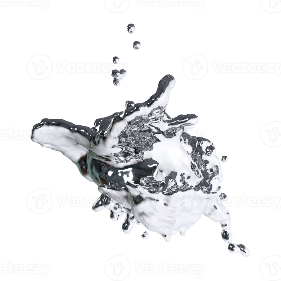 futuristic chrome liquid Abstract metallic shape 3d render png