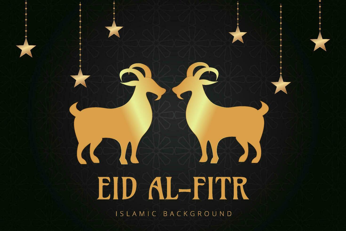 eid al fitr background with golden goat and stars vector