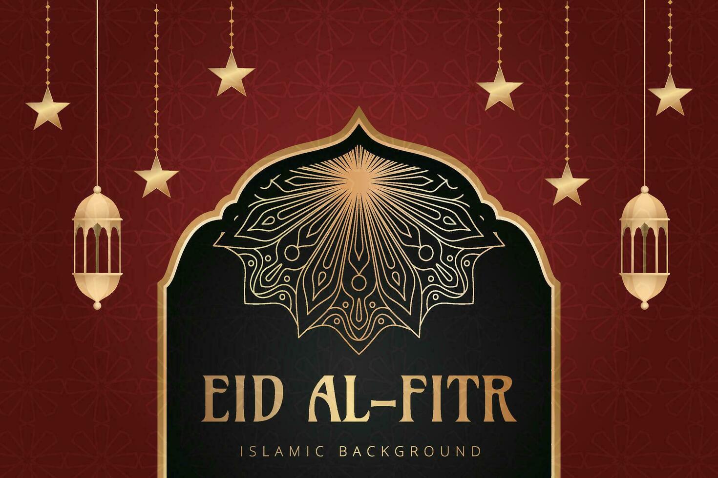 eid al fitr background with lanterns and stars vector